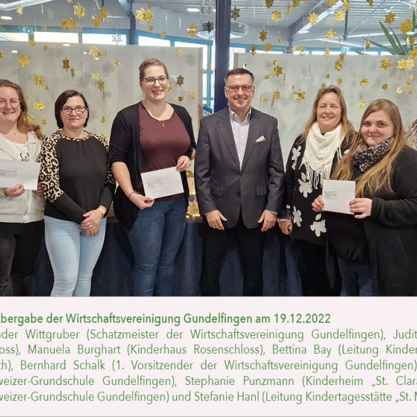 Spende an die Gundelfinger Kindergärten und die Grundschule.